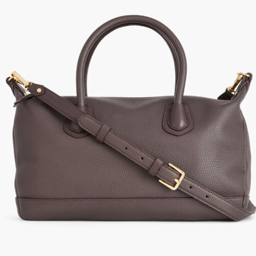 Talbots Pebbled Leather Satchel in Dark Brown with Gold Hardware